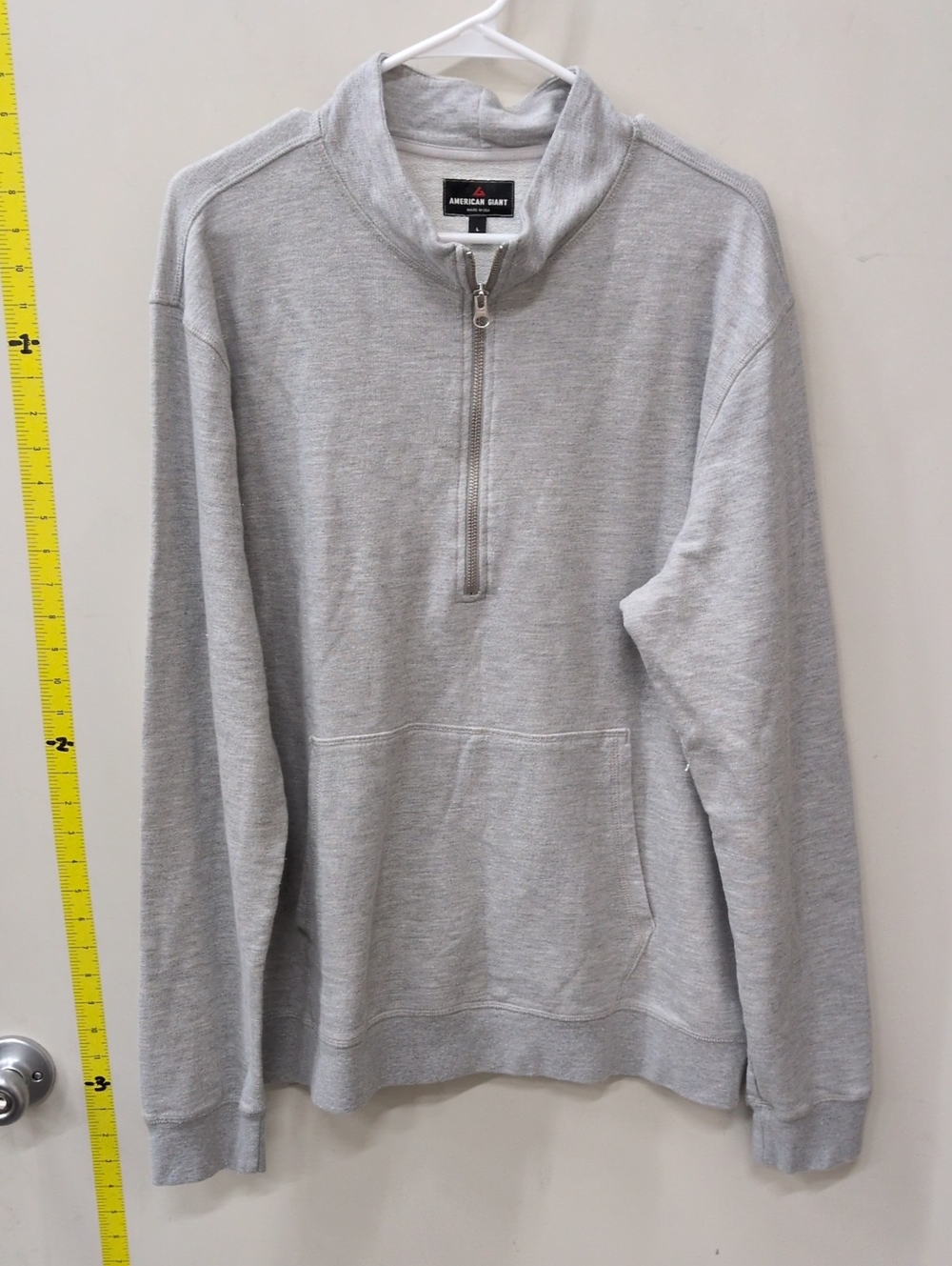 American Giant Light Gray Half-Zip Pullover Sweatshirt